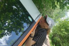 dirty mom in the forest spread her legs and licks a car